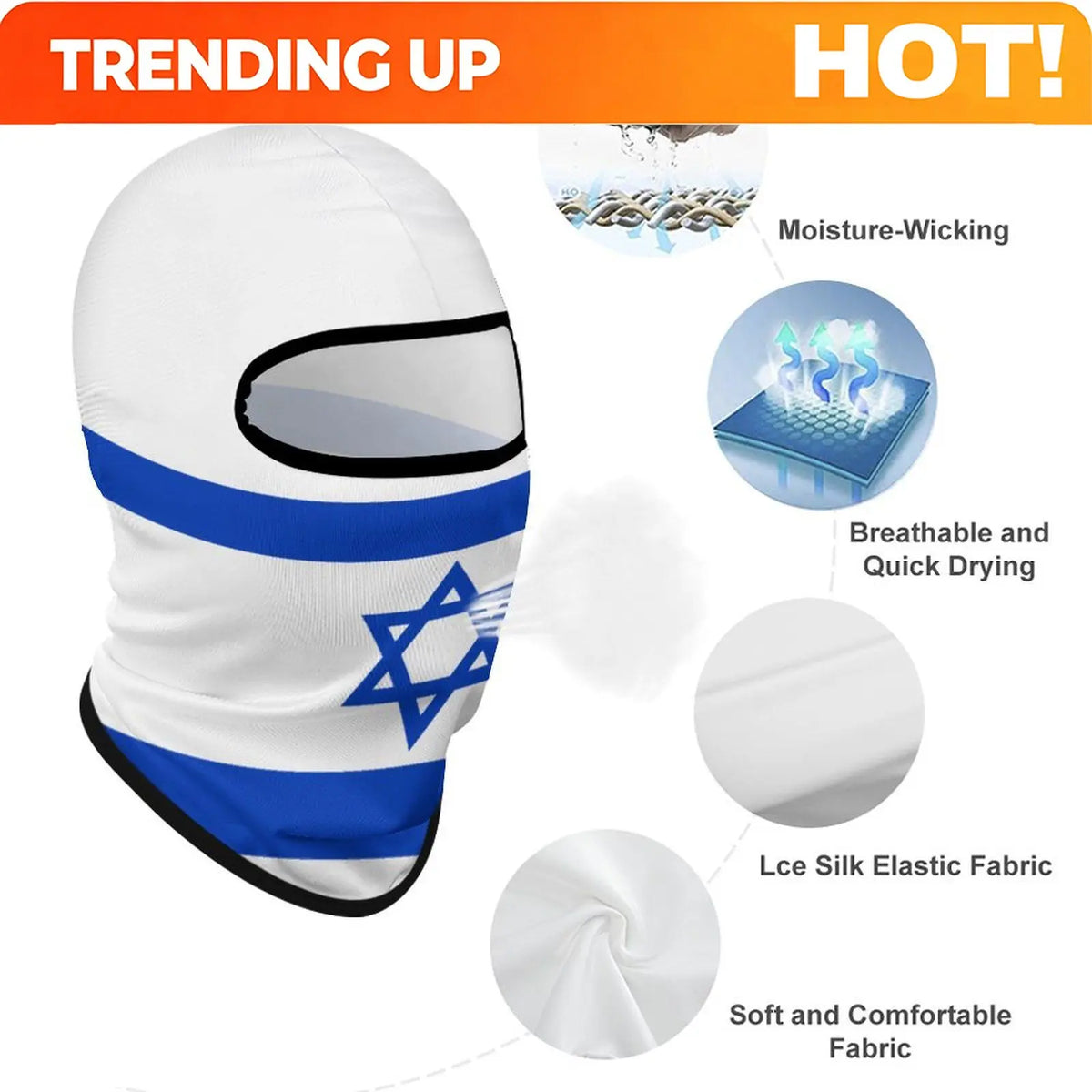 Israel Flag Outdoor Cool Sunscreen Motorcycle Face Mask Moto Biker Wind Cap Mask Stopper Windproof Bicycle Cycling Headgear