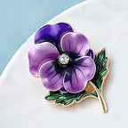 PENDRA Viola February Birthday Enamel Pansy Brooch