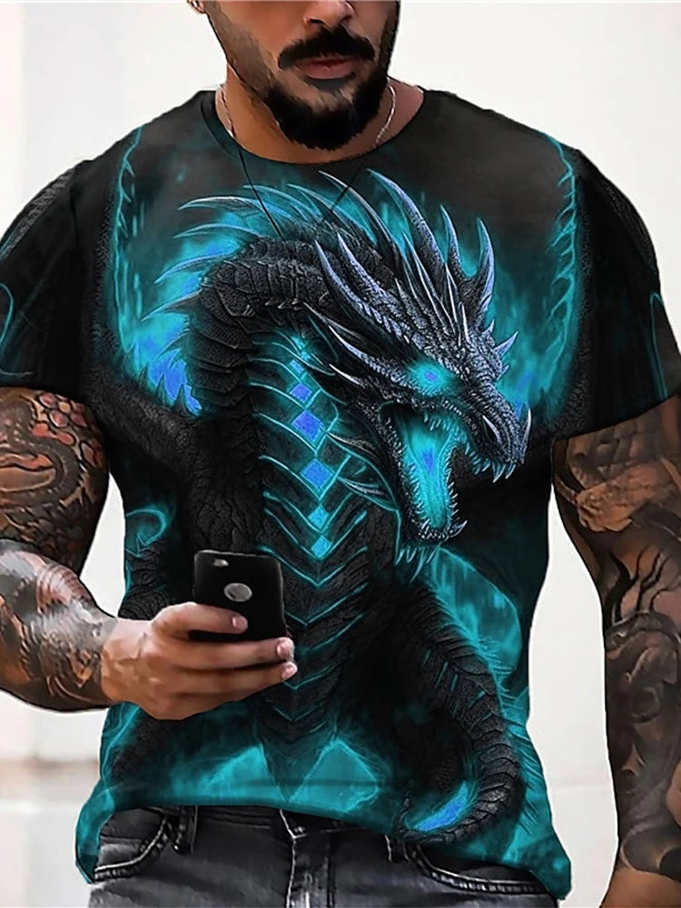 PENDRA Urban Short-Sleeve Dragon Print T-Shirt