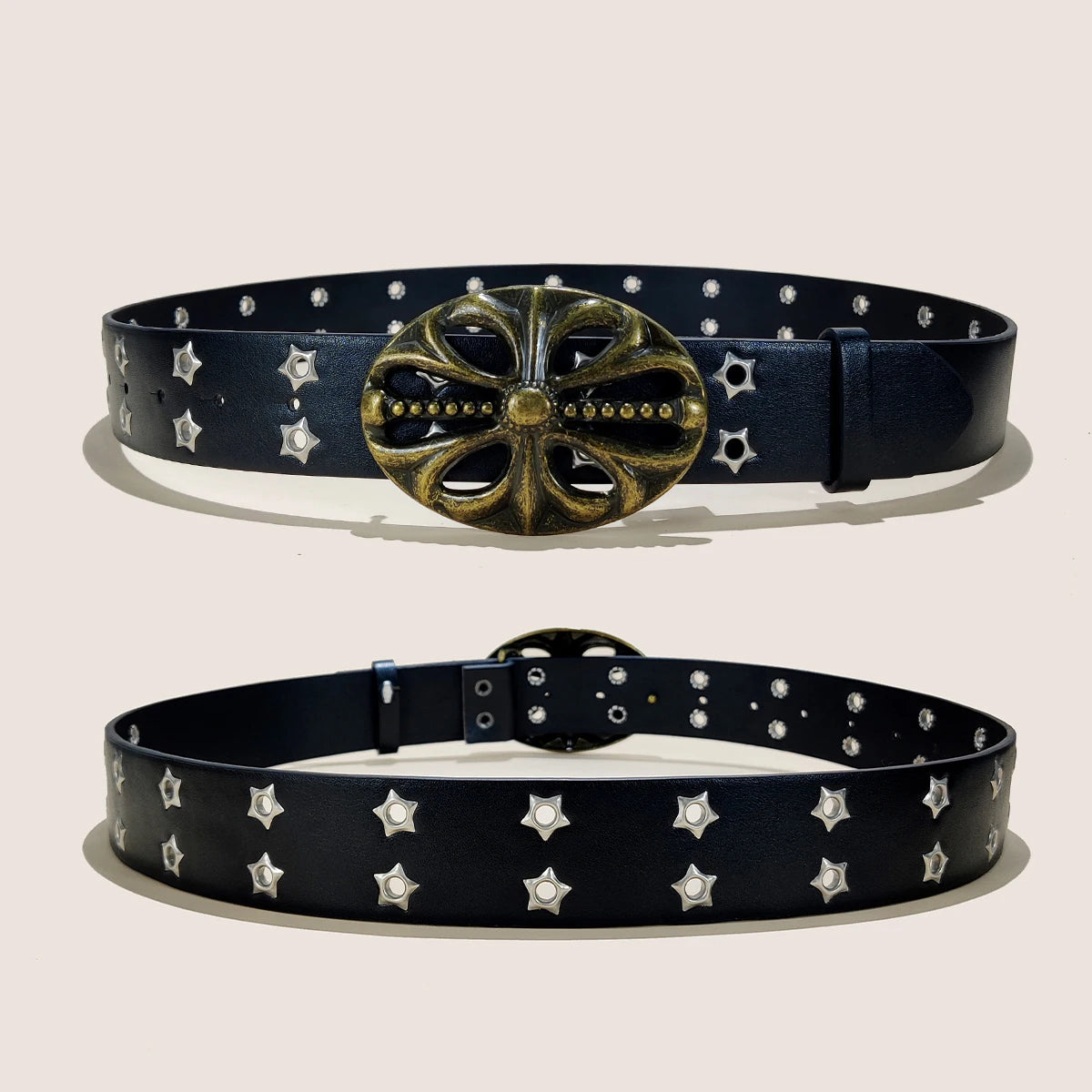 New Fashion Star Eye Rivet Belt Male Gothic Waistband For Women Six Star Belt Punk Rock Sexpot Y2K Pu Leather Belt Jeans Belt