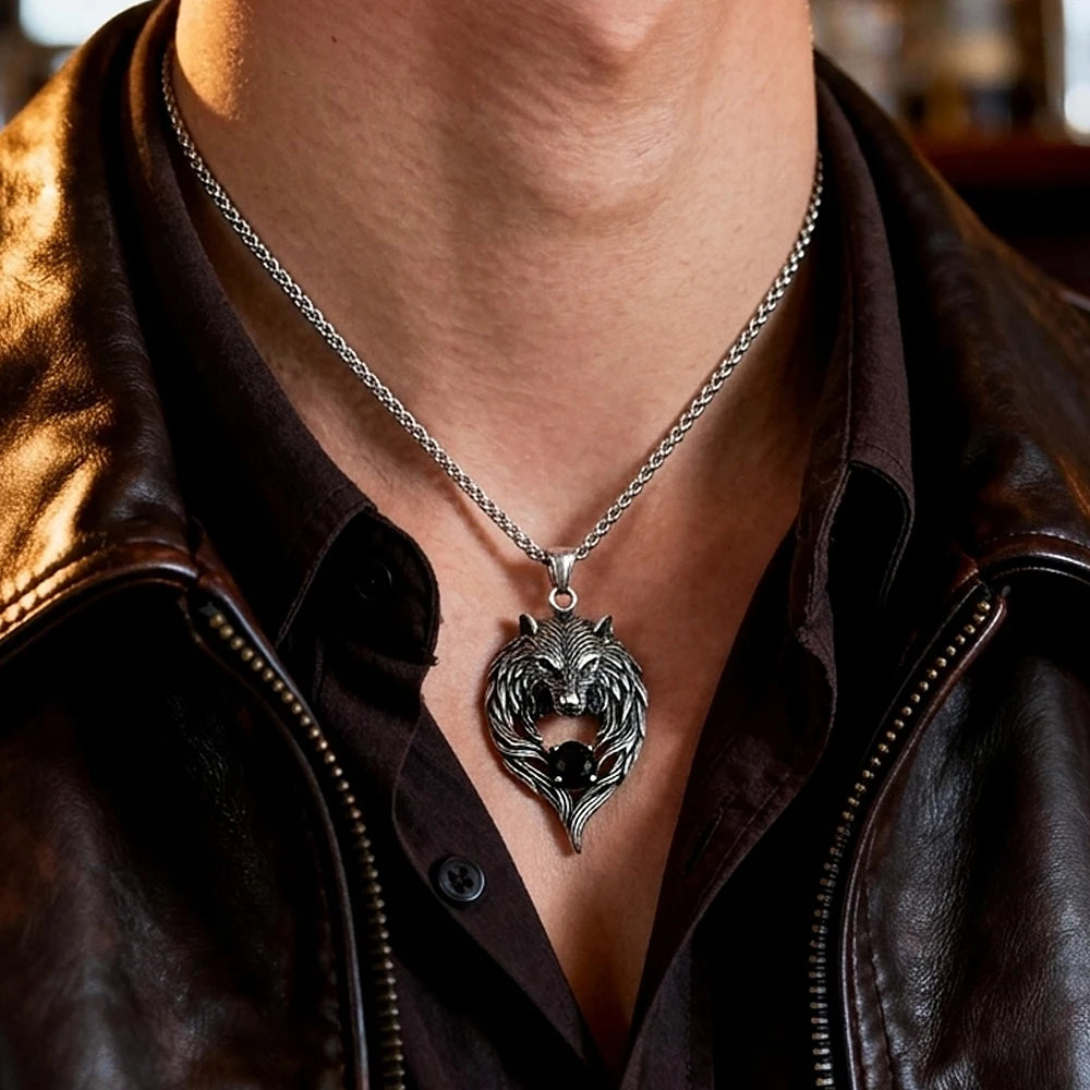 PENDRA Wolfrune Nordic Viking Wolf Pendant Necklace