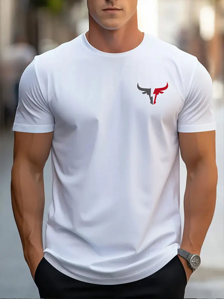 PENDRA Bull Print Tees Urban Short-Sleeve Travel T-Shirt