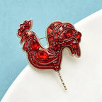 PENDRA Crystal Red Cock Brooch