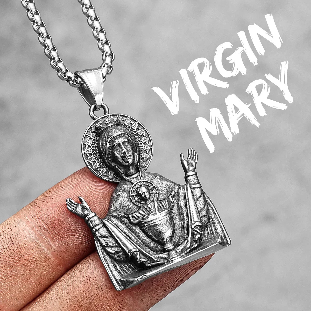 Virgin Mary Guadalupe Angel Cross Stainless Steel Men Necklaces Pendant Chain Amulet For Women Fashion Jewelry Gifts Wholesale