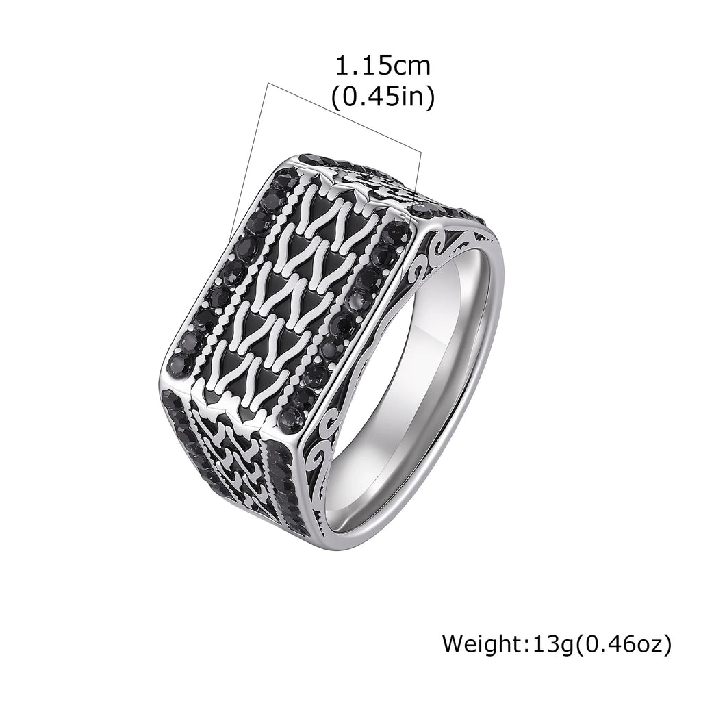 Vintage Punk Signet Ring for Men,Waterproof Stainless Steel Statement Ring,New Jewelry