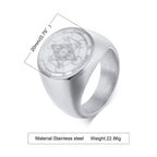 Men Signet Rings, Mens Amulet Ring,Solomon's Secret Seal Horse Seal of the seven archangels Stainless Steel Ring Jewelry