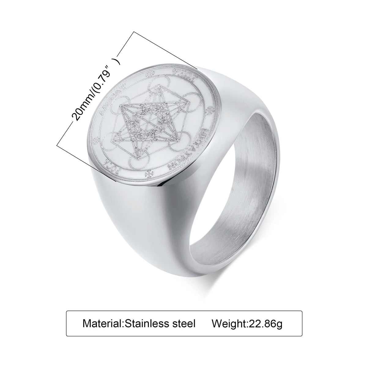 Men Signet Rings, Mens Amulet Ring,Solomon's Secret Seal Horse Seal of the seven archangels Stainless Steel Ring Jewelry