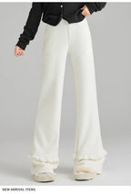 Solid corduroy micro flared pants women's winter wide leg casual high waisted narrow version straight leg sweatpants
