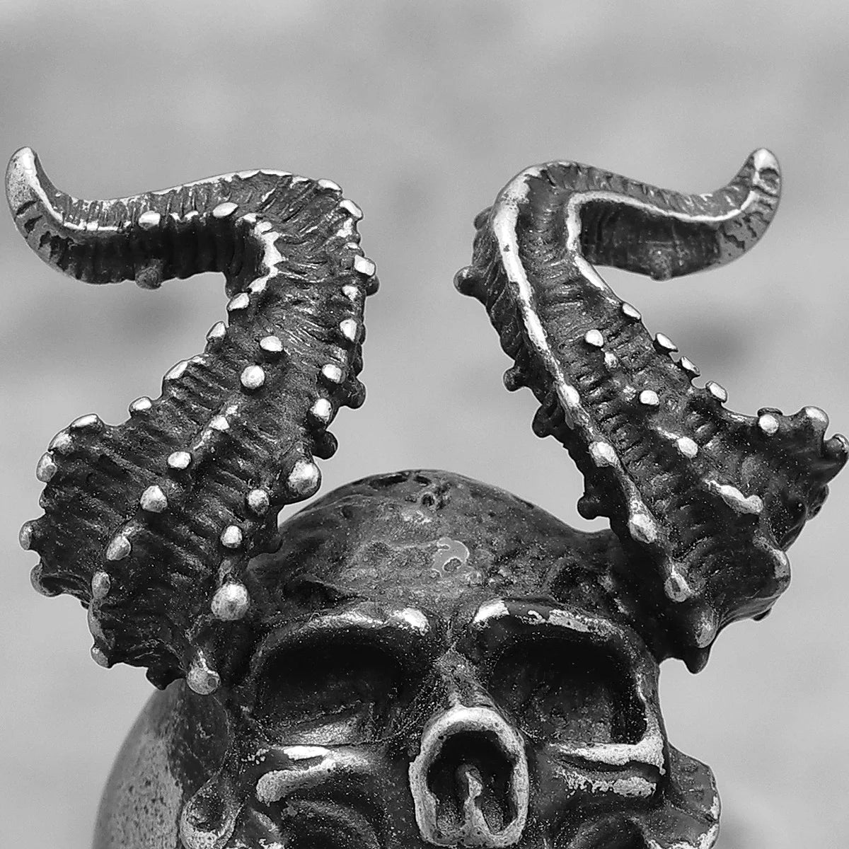 PENDRA Maleficent Skull Biker Steel Ring