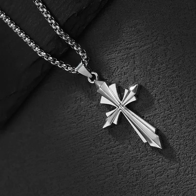 PENDRA Geocross Simple Geometric Stainless Steel Cross Pendant