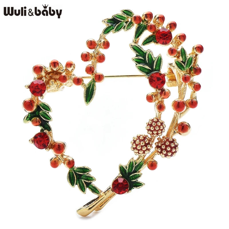 PENDRA Amorette 2-Color Enamel Fruit Heart Brooch