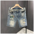 Summer Straight Ripped Shorts Trendy Thin Youth Casual Breeches Men's Fashion Handsome Denim Pants Clothes Man Short Jeans