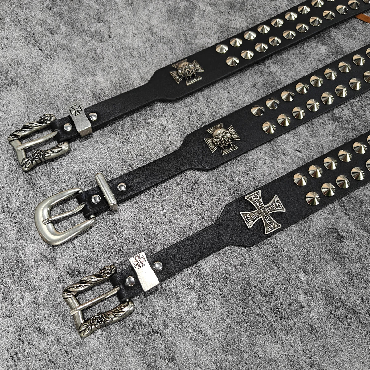 Punk New Gothic Y2K Women Men Belts Luxury Brands Gothic Ladies Hip Hop Punk Rivet Skeleton Print Waist Belt Jeans Waistband