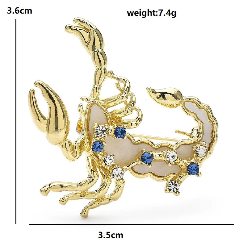 PENDRA Scorpio Blue Rhinestone Zodiac Brooch