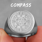 PENDRA Compass World Map Steel Ring