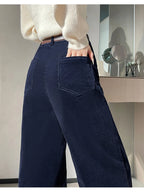 Corduroy suit wide leg pants women in autumn and winter high waist lazy style thick velvet warmth and versatile pants