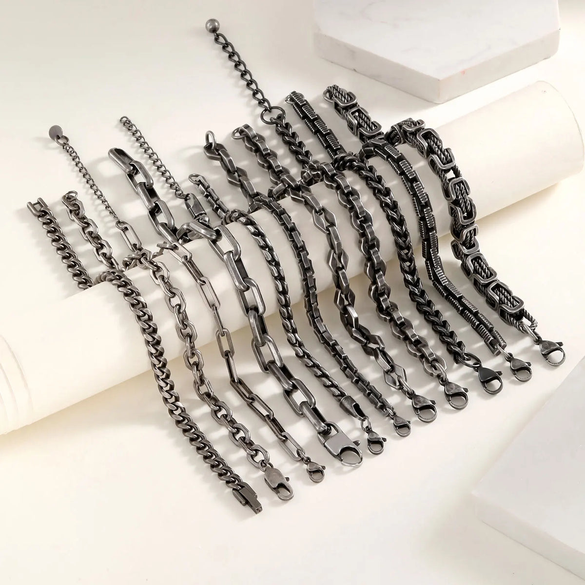 Retro Chain Bracelets for Men Boys,,Vintage Antique Stainless Steel Link Wristband,Classic Punk Jewelry Gifts