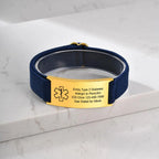 Medical Alert Bracelet for Men Women,Personalized Stainless Steel Elastic Strap Wristband,Gifts for Family Grandparents Patient