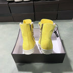PENDRA Solar Suede Yellow Cow-Suede High-Top Zip Thick-Sole Ankle Boots