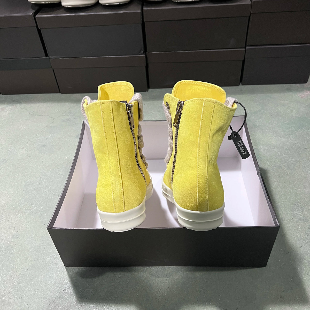 PENDRA Solar Suede Yellow Cow-Suede High-Top Zip Thick-Sole Ankle Boots