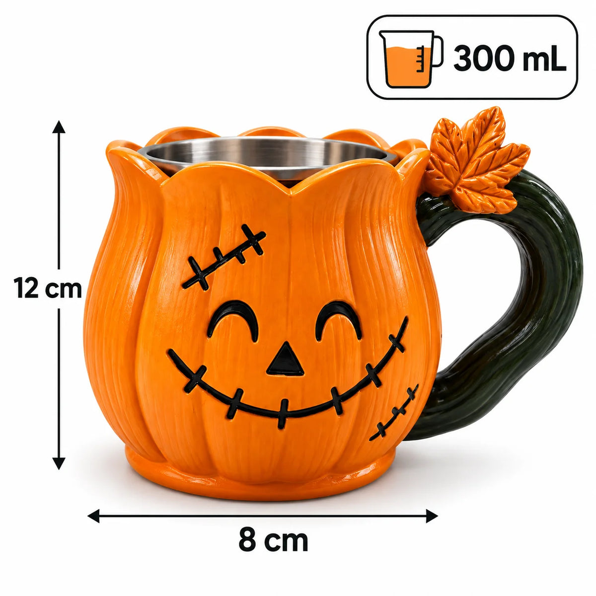 Pumpkin Resin Mug Halloween Decorative Cup Cute Holiday Coffee Mug Gift for Friends Family Fall Party Table Decor