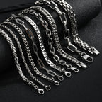 Punk Silver Color Men's Chain Bracelets,Hip Hop Stainless Steel Braided Link Wristband,Classic Metal Jewelry Gift for Him Dad