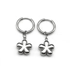 Stainless Steel Y2K Plum Blossom Hoop Earrings for Women Silver Color Aesthetics Flower Hip Hop Earring Jewelry EZZZ796-3S06