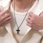 PENDRA Cross Black Glue Pendant Necklace