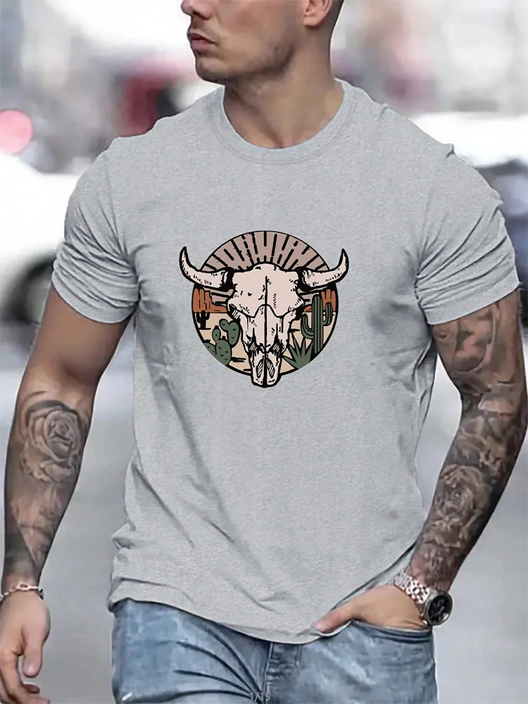 Summer Daily Casual Men's T-shirt Outdoor Street Short Sleeve Personalized Mexican Rooster Battle Print Men's Crewneck T-shirt