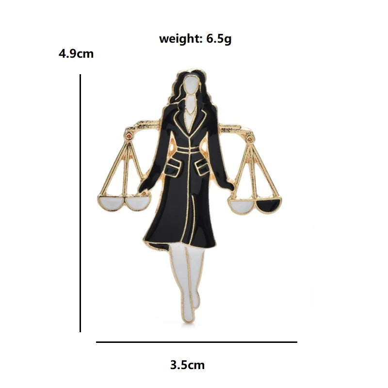 PENDRA Enamel Libra Lady Brooch
