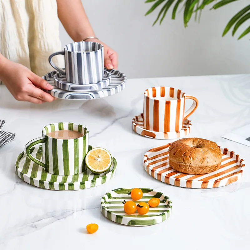Simple ceramic coffee cup and saucer high-value coffee cup and saucer set household water  afternoon tea European and saucer ins