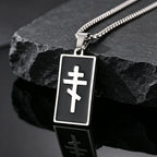 PENDRA Square Enamel Orthodox Pendant Necklace
