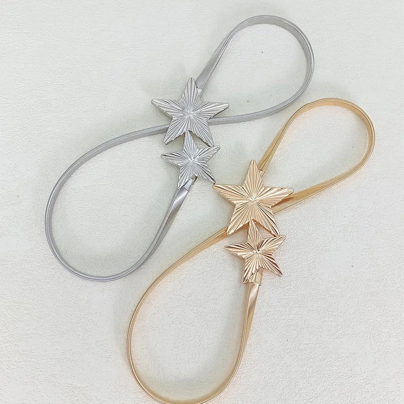PENDRA Fayeellea Metal Gold Star Luxury Waist Chain Belt