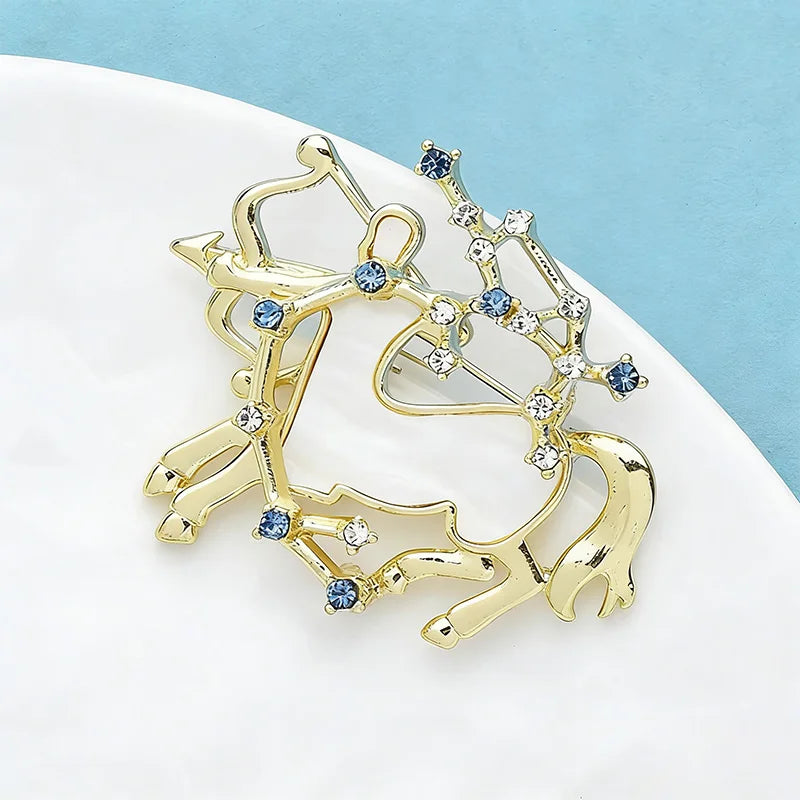 Wuli&baby Zodiac Sagittarius Brooch Pins Acrylic Knight Horse Arrow Badge Designer Jewelry