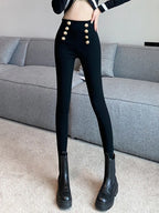 Fashion Women's Trousers 2023 Autumn New High-elastic Double-breasted Tight-fitting High-waisted Slimming Pants Women's Pants