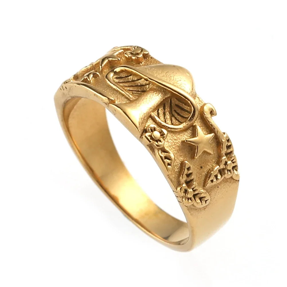 Mushroom Star Men Rings Stainless Steel Retro Punk New In Rock Women Jewelry Fashion Accessories Stranger Things Gift Wholesale