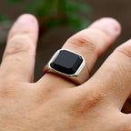 PENDRA Noirzircon Stainless Steel Black Zircon Ring