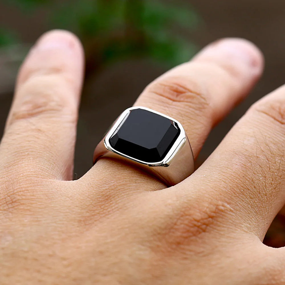 PENDRA Noirzircon Stainless Steel Black Zircon Ring