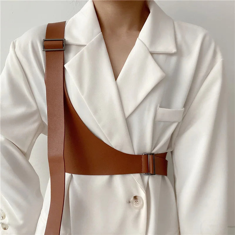 One-shoulder Strap Gothic Belt Female Hip-hop Punk European and American Decorative Fashion Desiner Dress Suit Coat Cool Girdle