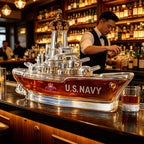Novelty Warship Design Whiskey Decanter Crown Cap Clear Glass Liquor Bottle for Whiskey Bourbon Bar Display Decor Ornament