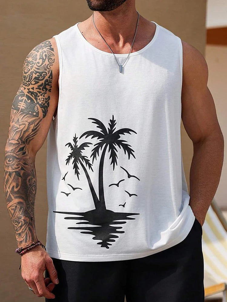 PENDRA Sports Sleeveless Hawaiian Seaside T-Shirt