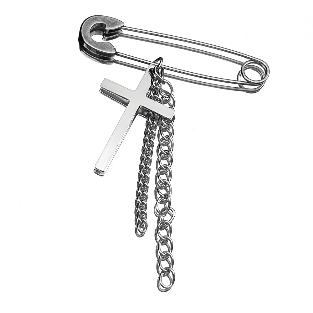2026 Korean Wave New Stainless Steel Earring Pin Cross Chain Hip Hop Punk Men Accessories Lover Gift Stainless Steel Jewelry