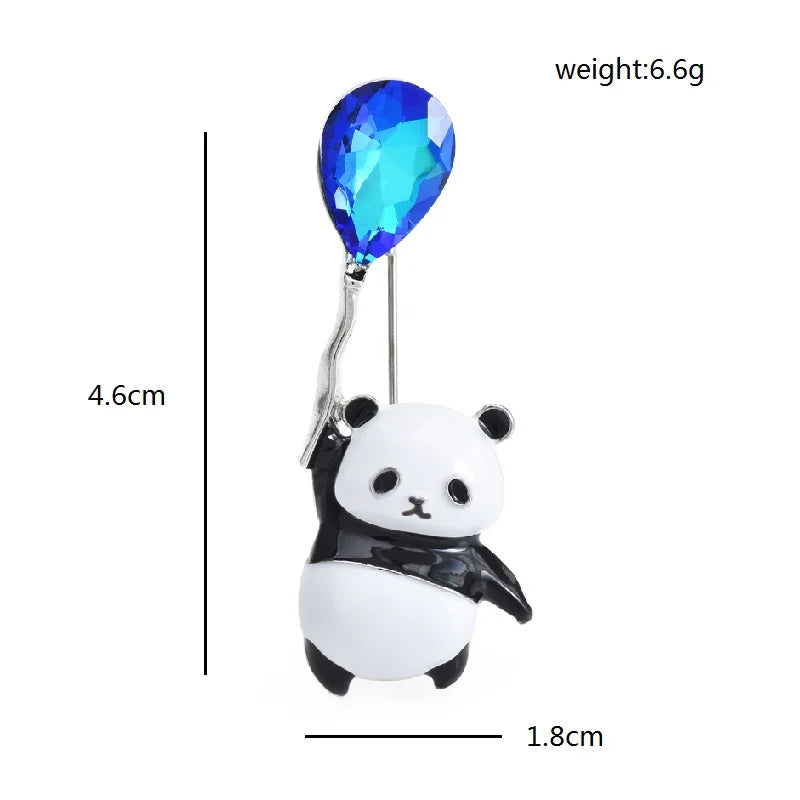 Wuli&baby Cute Panda Brooches Pins For Women 2-color Enamel Holding Balloon Animal Party Casual Brooch Pins Gifts