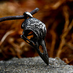 PENDRA Ravenodin Stainless Steel Viking Crow Skull Pendant