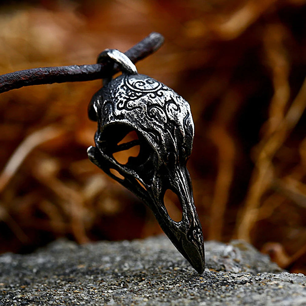 PENDRA Ravenodin Stainless Steel Viking Crow Skull Pendant
