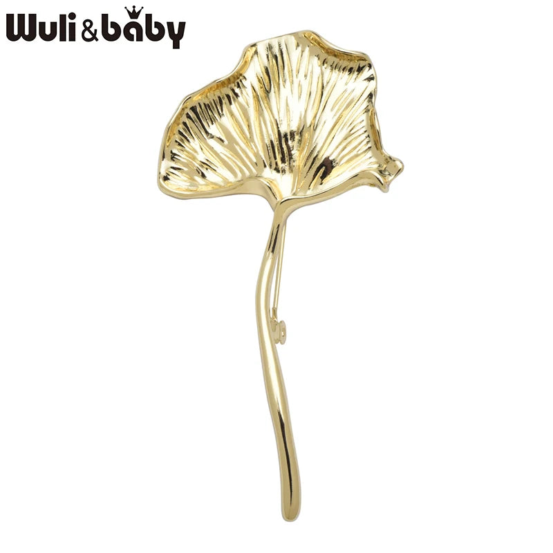 PENDRA Ginkgo Stainless Steel 2-Color Leaf Brooch