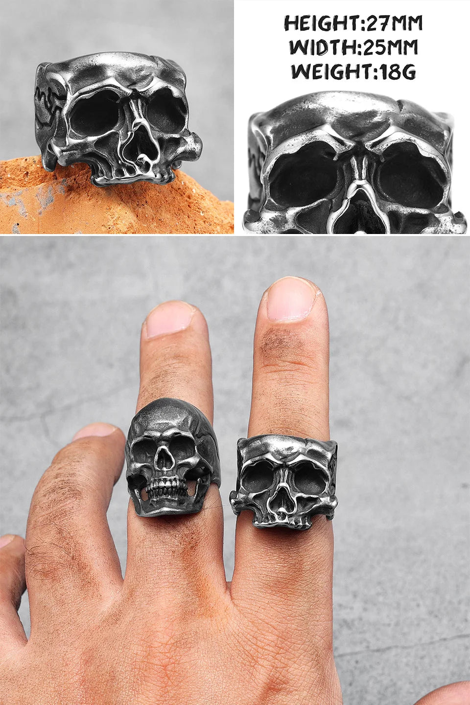 PENDRA Punk Gothic Skull Ring