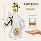 Blanton's Horse Head Shaped Crystal Whiskey Decanter, Bronze Horse Rider Stopper Liquor Bottle, Kentucky Bourbon Spirits Storage