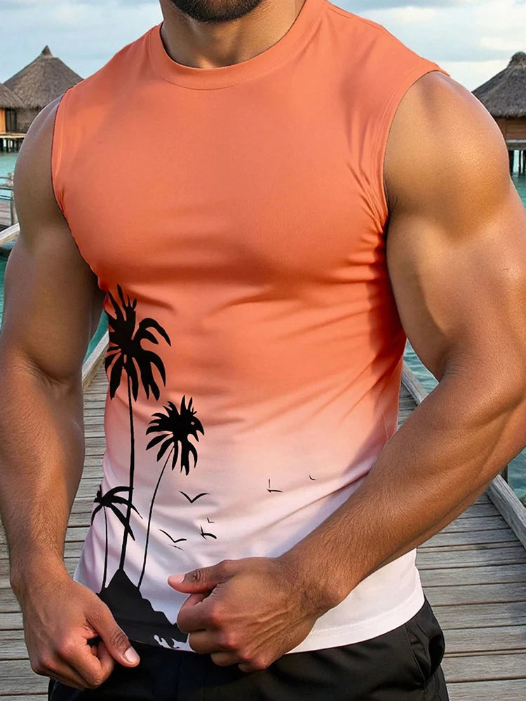 PENDRA Sports Sleeveless Hawaiian Seaside T-Shirt