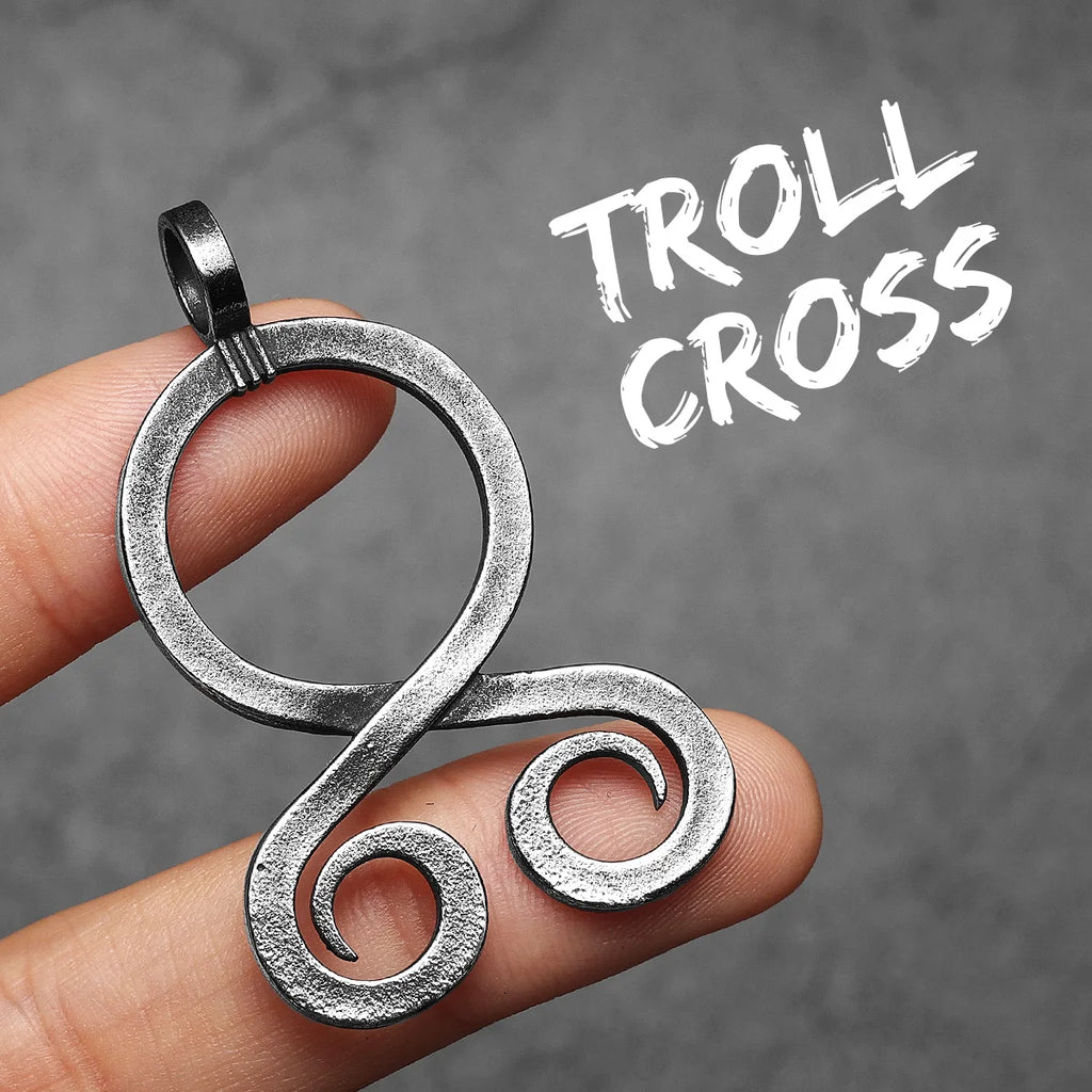 PENDRA Ancient Troll Cross Steel Necklace